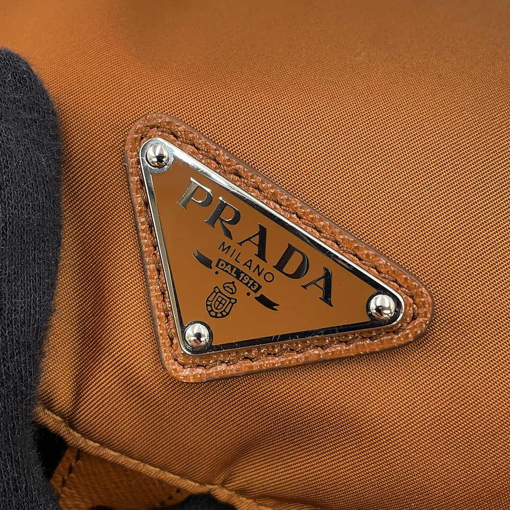 PRADA Medium Re-Nylon Backpack with Pouch Brandy1BZ811 Nylon Leather
