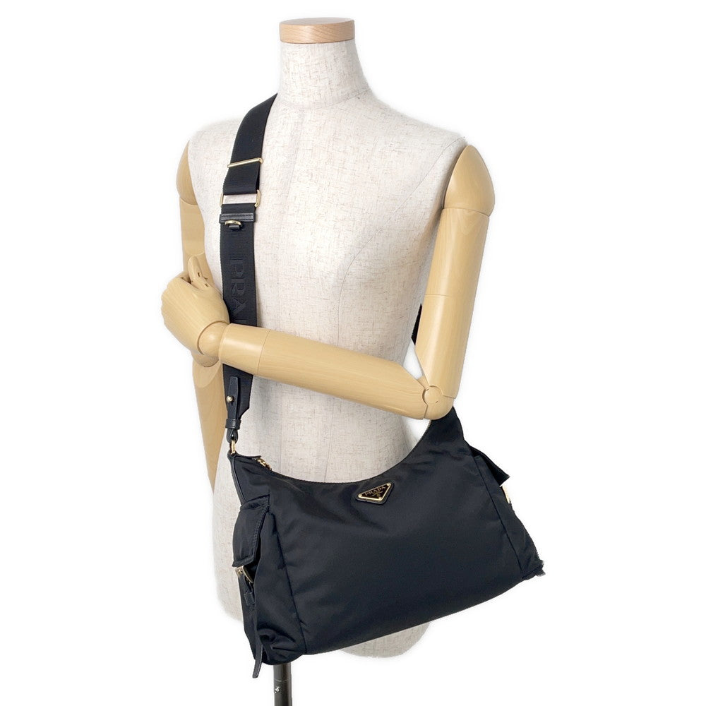 PRADA Re-Nylon Explorer Black1BC264 Nylon Leather Size Large