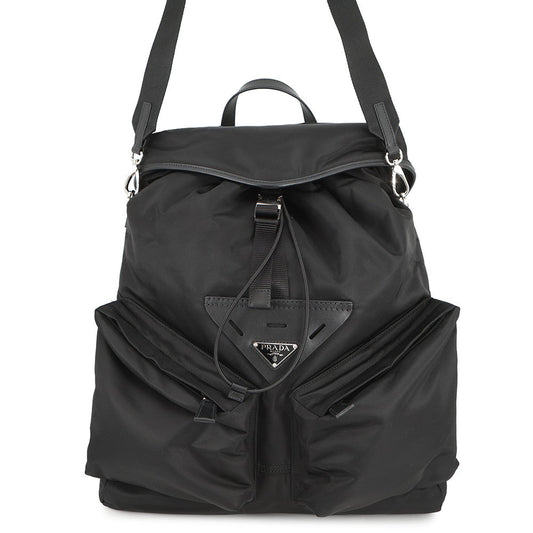 PRADA Re-Nylon xLeather Backpack Black2VZ108 Nylon Leather Size Black