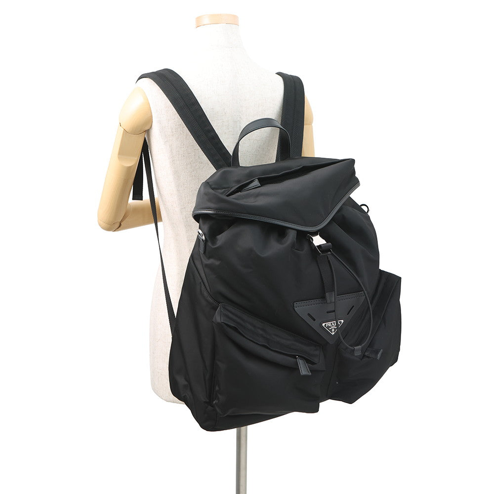 PRADA Re-Nylon xLeather Backpack Black2VZ108 Nylon Leather Size Black