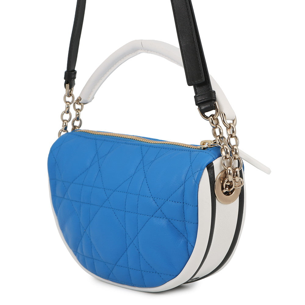 Dior Macrocannage Vibe Hobo Bag Blue/WhiteM7200ODDO Lambskin Size Small