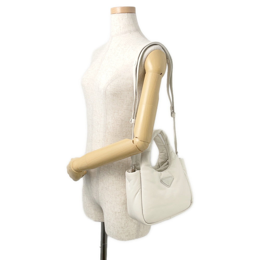 PRADA Nappa Triangle Handbag White1BA359 Soft Nappa Leather