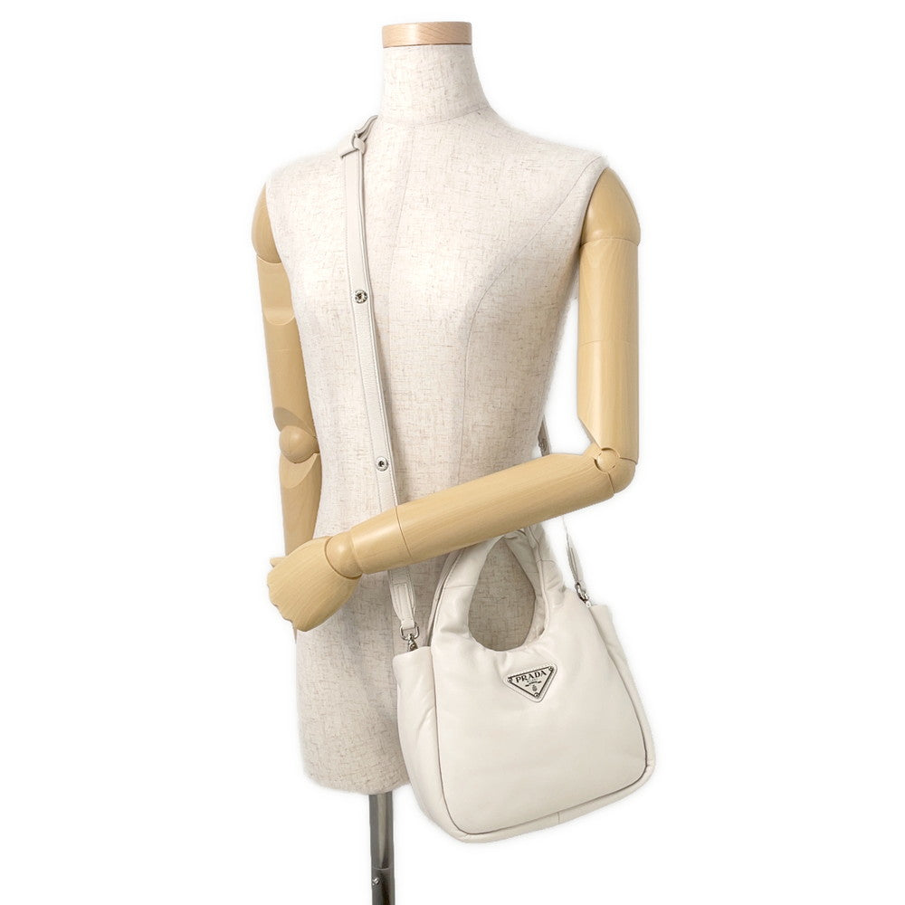 PRADA Nappa Triangle Handbag White1BA359 Soft Nappa Leather