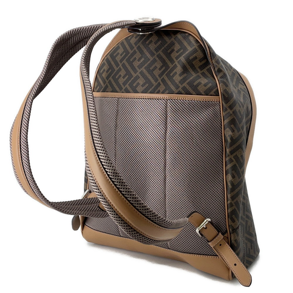 FENDI Zucca Chiodo Diagonal Backpack Brown7VZ076 Leather Size Medium