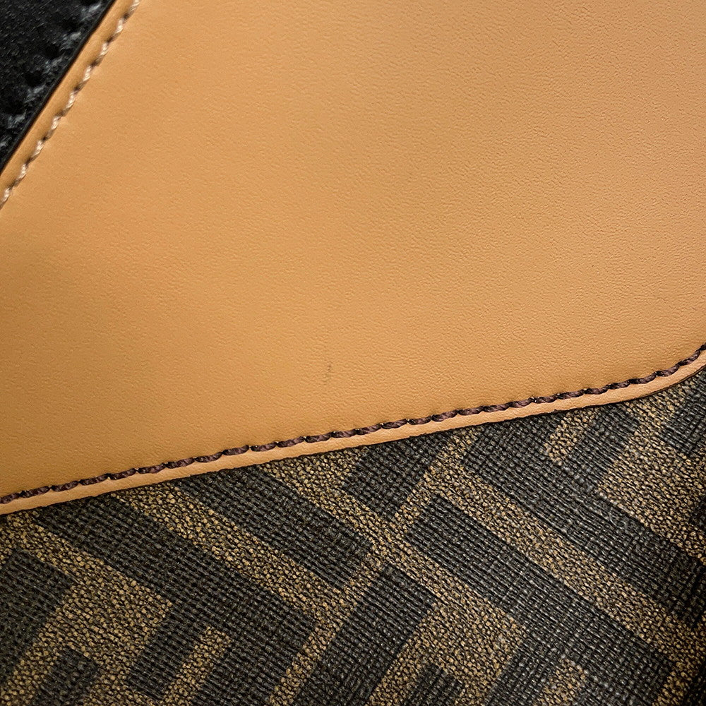FENDI Zucca Chiodo Diagonal Backpack Brown7VZ076 Leather Size Medium