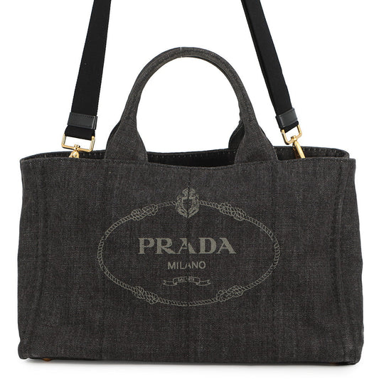 PRADA Canapa Tote Bag BlackB2642B Denim