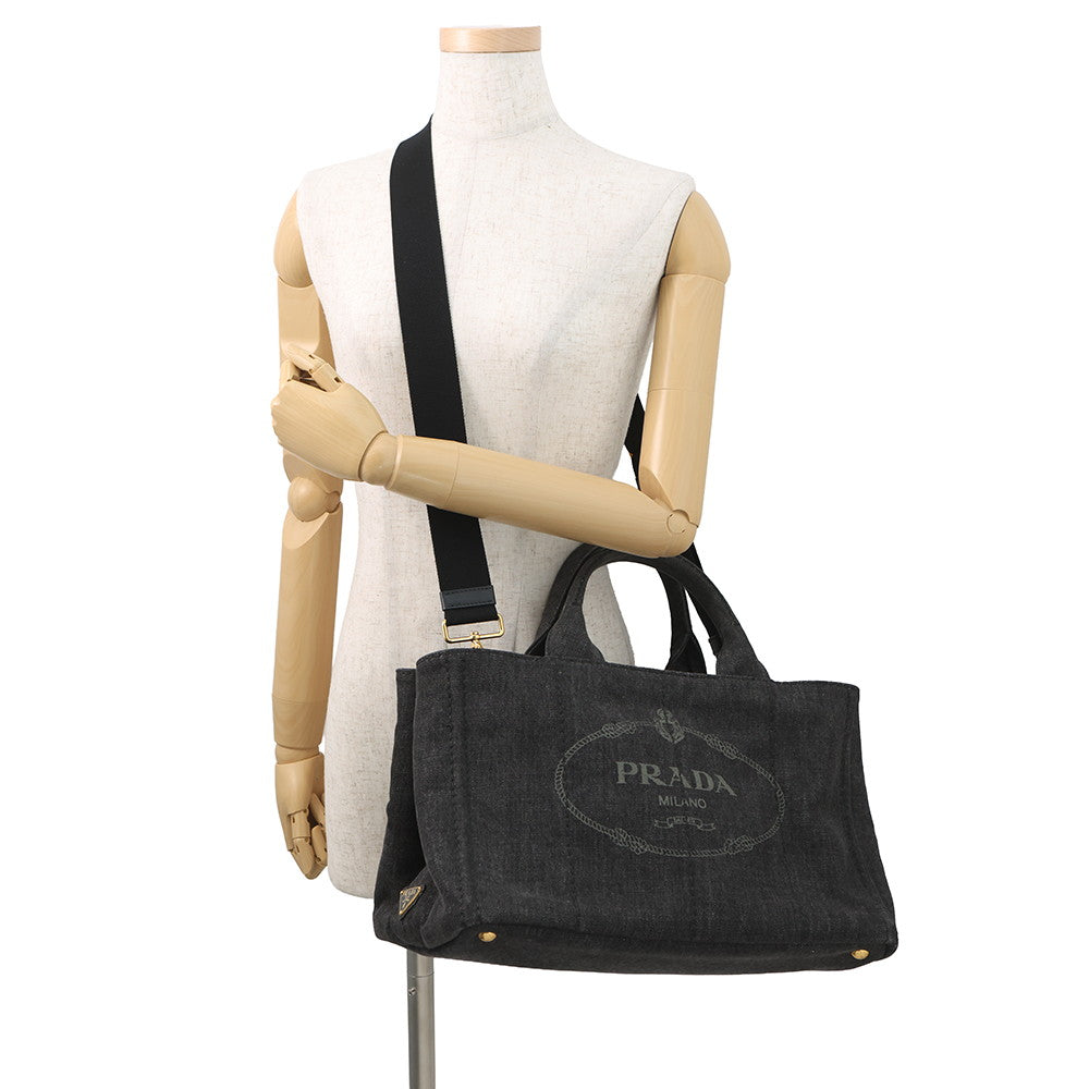 PRADA Canapa Tote Bag BlackB2642B Denim