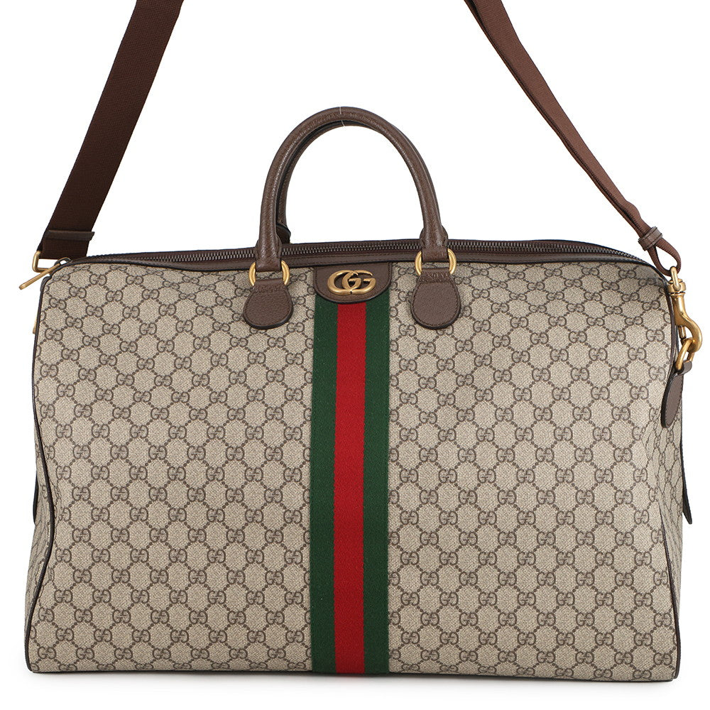 GUCCI Savoy GG Supreme Travel Bag Beige/Brown547959 GG Supreme Leather