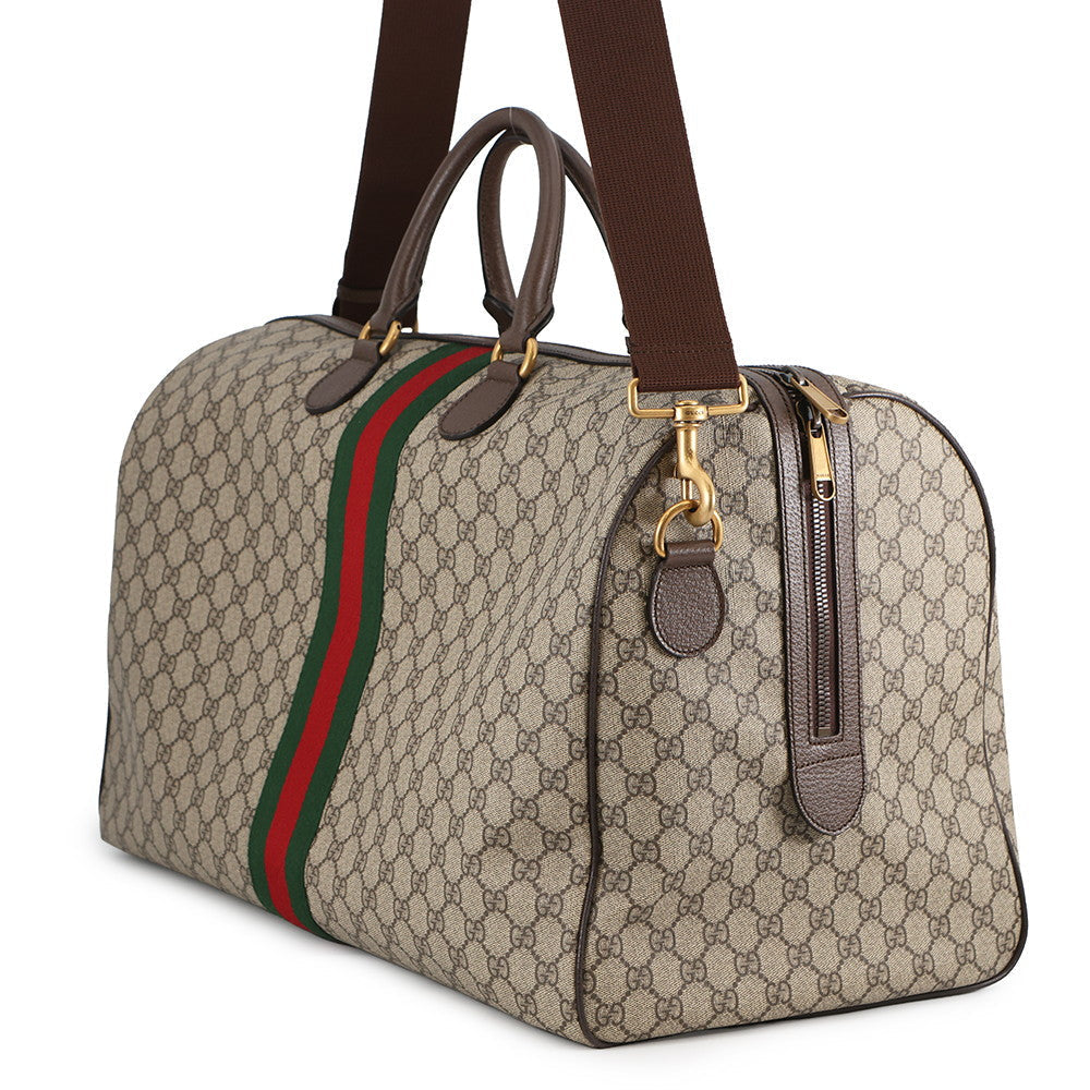 GUCCI Savoy GG Supreme Travel Bag Beige/Brown547959 GG Supreme Leather
