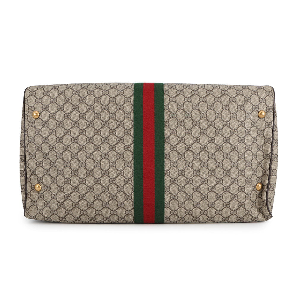 GUCCI Savoy GG Supreme Travel Bag Beige/Brown547959 GG Supreme Leather