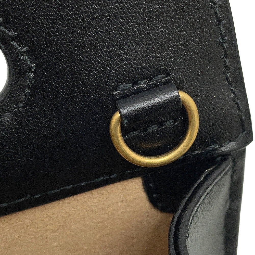 GUCCI GG Marmont Mini Top Handle Bag Black/Beige699756 Leather