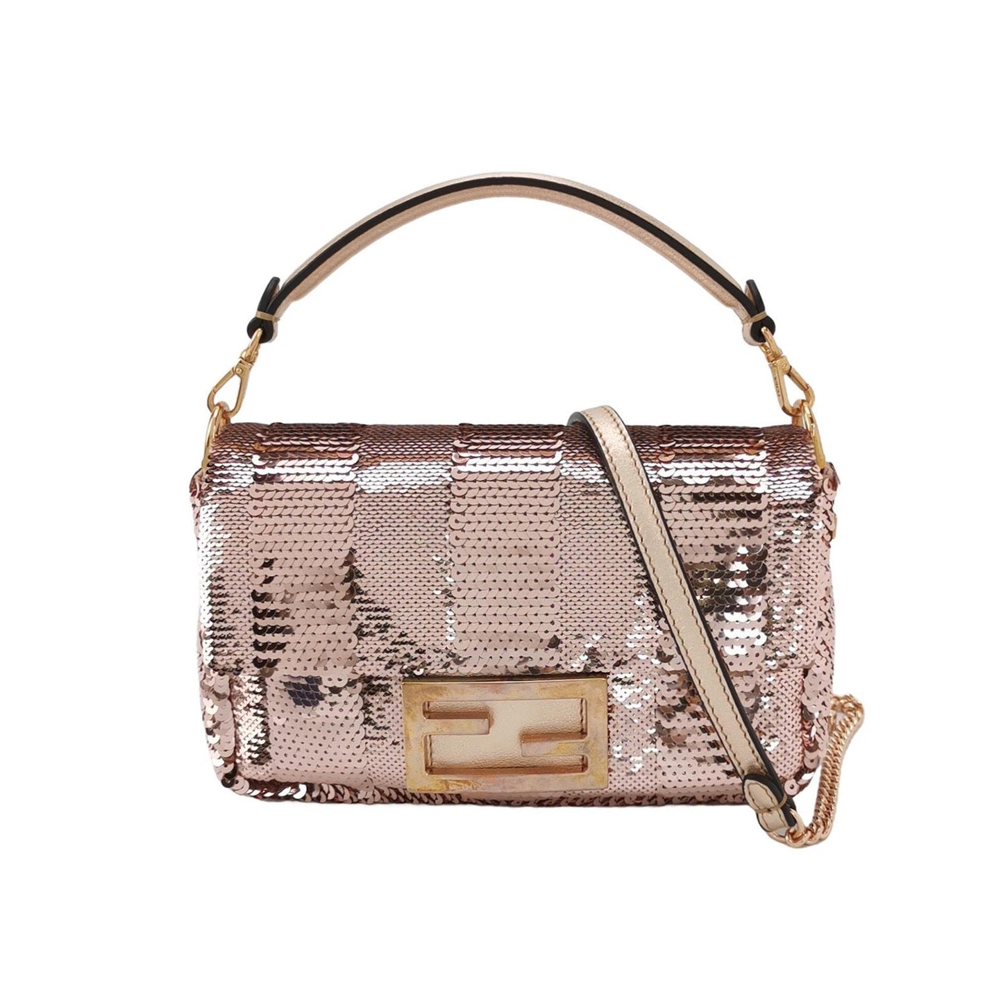 Fendi Baguette Mini Pink Glitter Sequins Valentine's Special Crossbody Bag