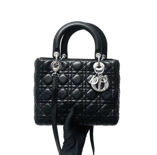Chanel Monogram Lady Dior Leather Shoulder Bag