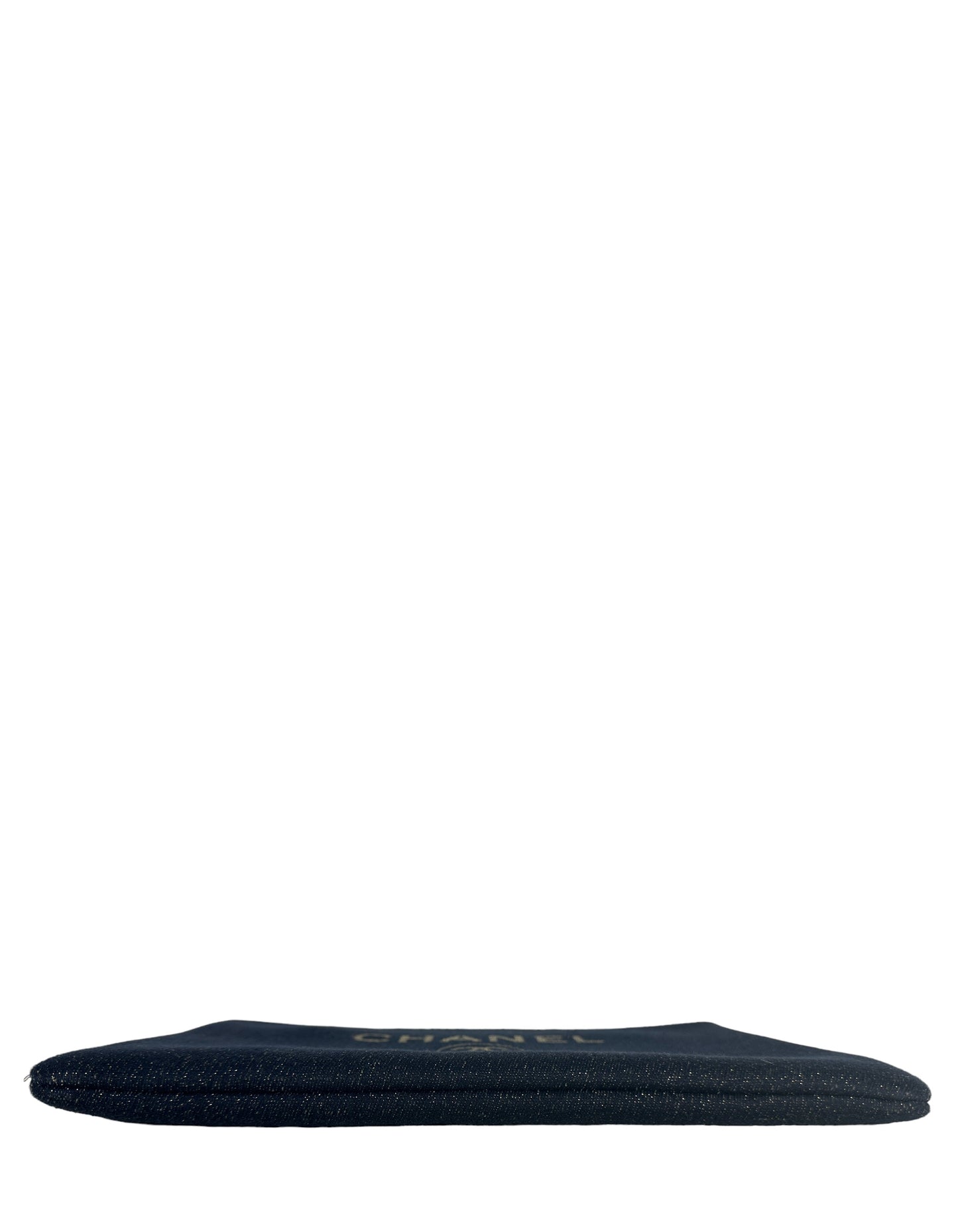 Chanel Navy/Gold Glitter Large Deauville Pouch Bag