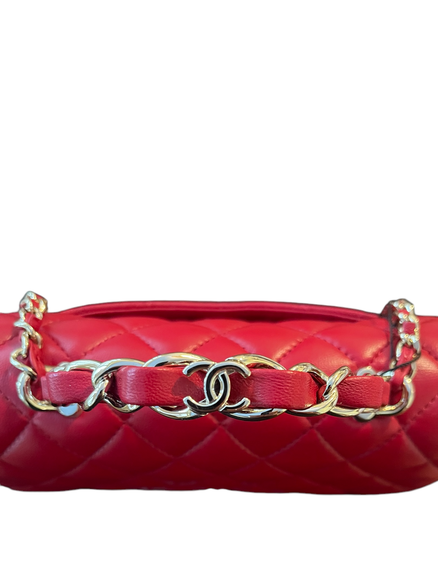 Chanel NWT Red Lambskin Quilted Mini Top Handle Rectangular Flap Handbag