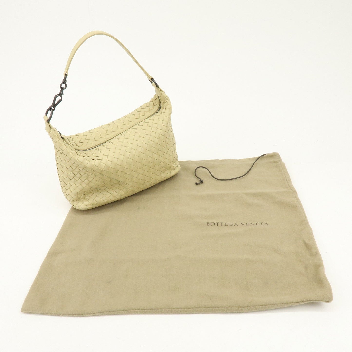 BOTTEGA VENETA Hobo Intrecciato Leather Shoulder Bag Beige 239988