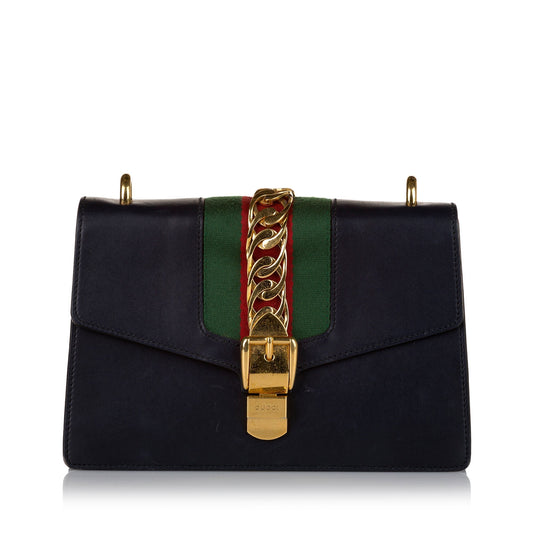 Gucci Sylvie Black Leather Shoulder Bag Style 1
