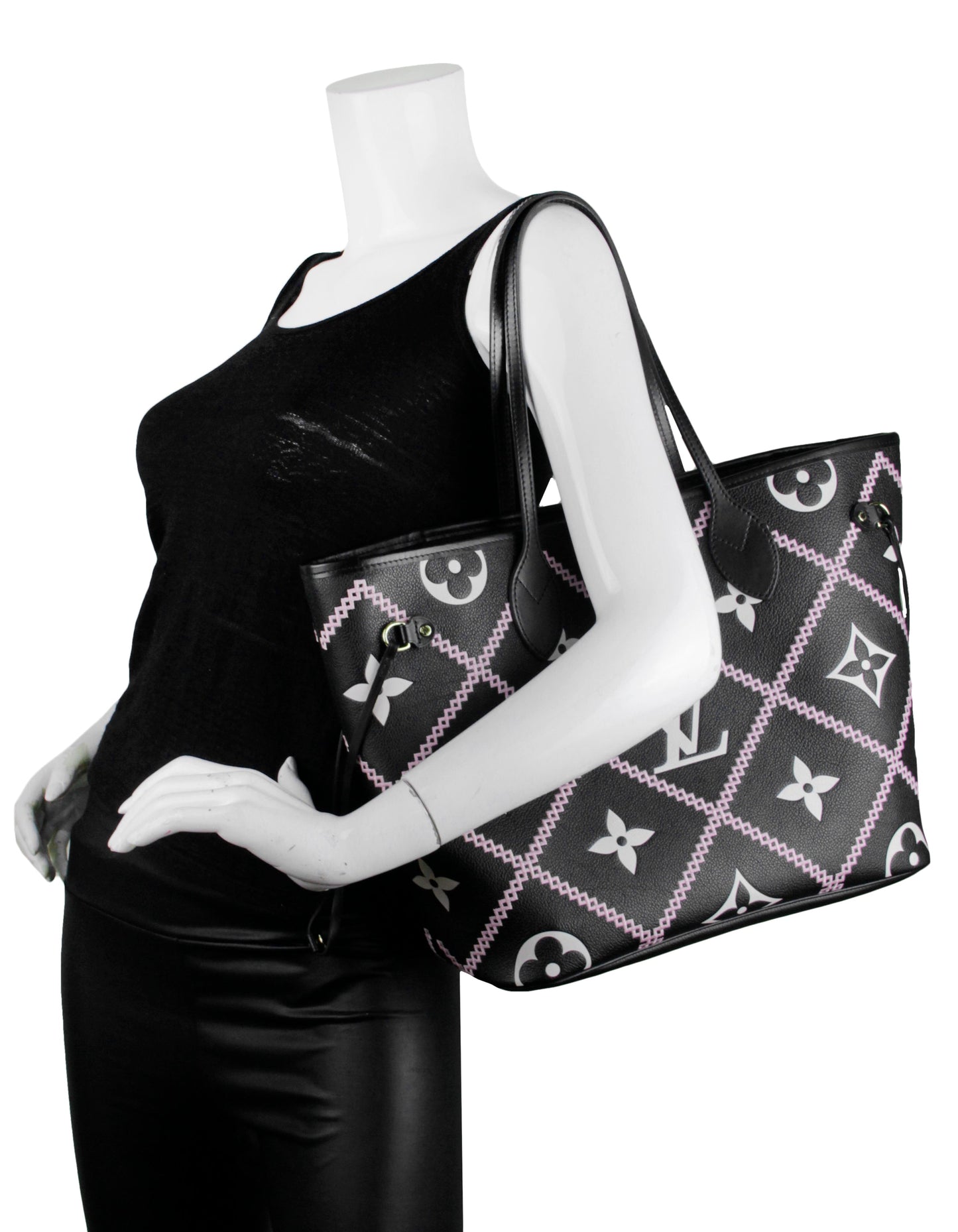 Louis Vuitton '22 Black Empreinte Monogram Giant Broderies Neverfull MM Bag
