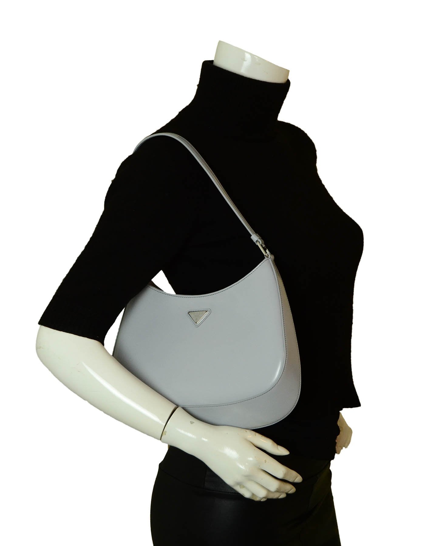 Prada 2021 Cornflower Blue Brushed Calfskin Cleo Shoulder Bag