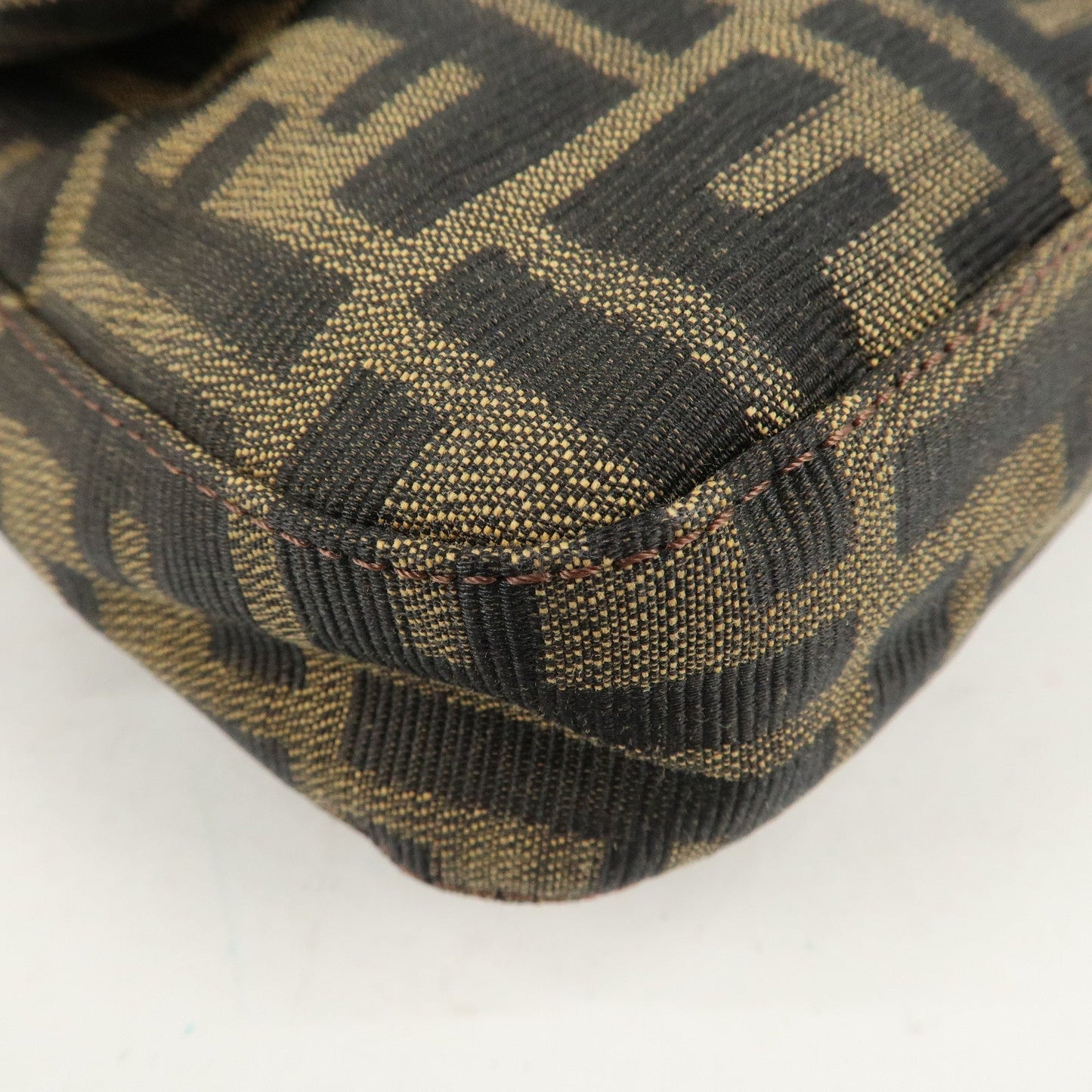FENDI Zucca Mamma Buguette Canvas Shoulder Bag Brown Black 26424