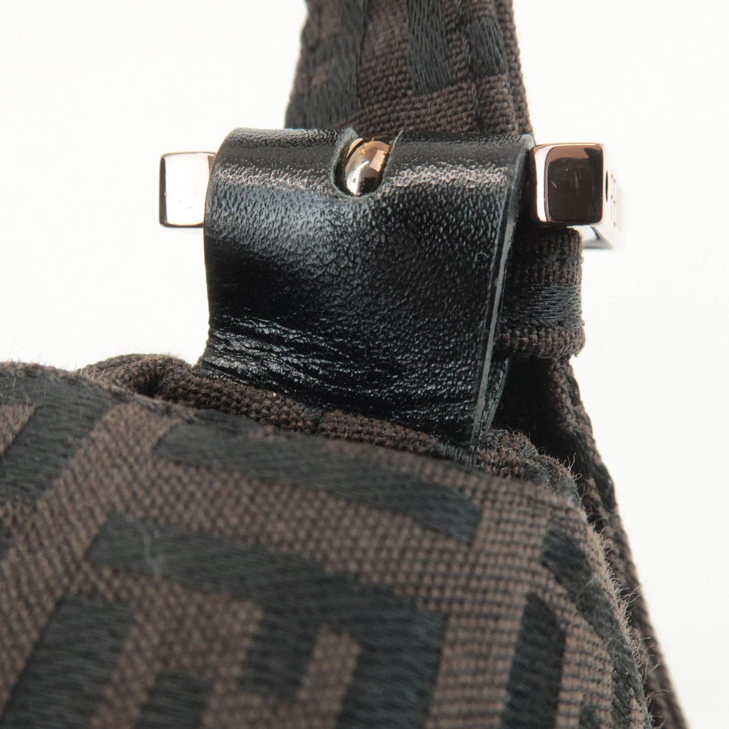 FENDI Zucchino Mamma Baguette Canvas Leather Shoulder Bag 8BR001