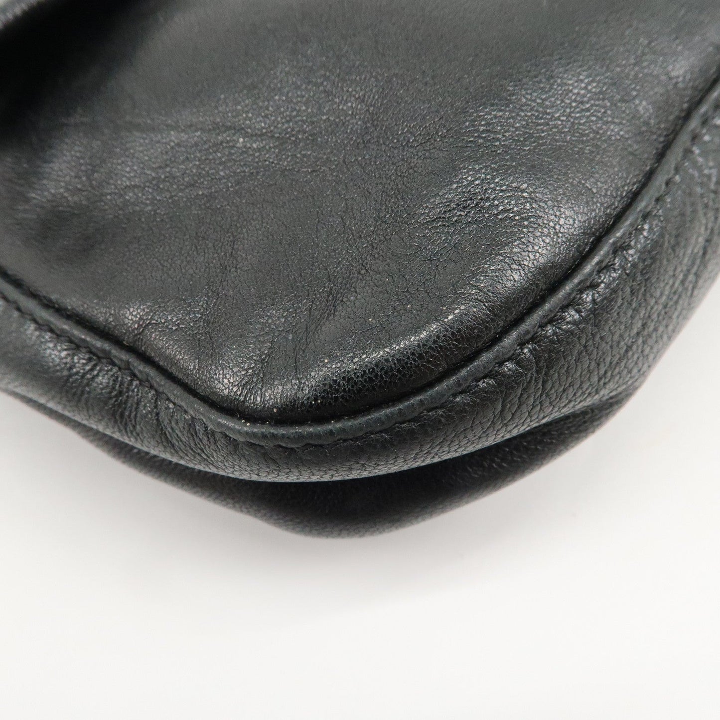 FENDI  Mamma Baguette Leather Shoulder Bag Hand Bag Black 26424