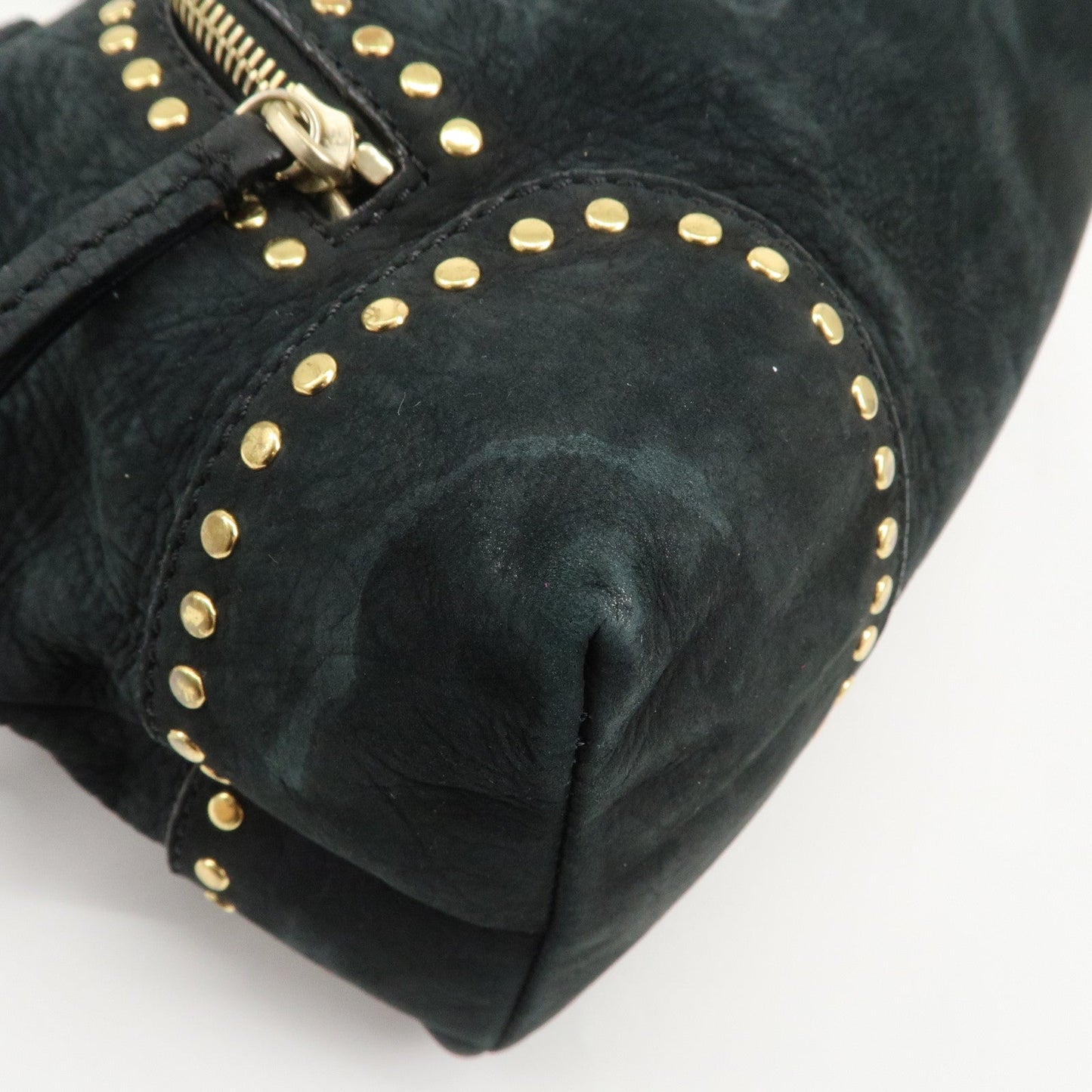 FENDI Suede Studs Mini Boston Bag Black 8BL076