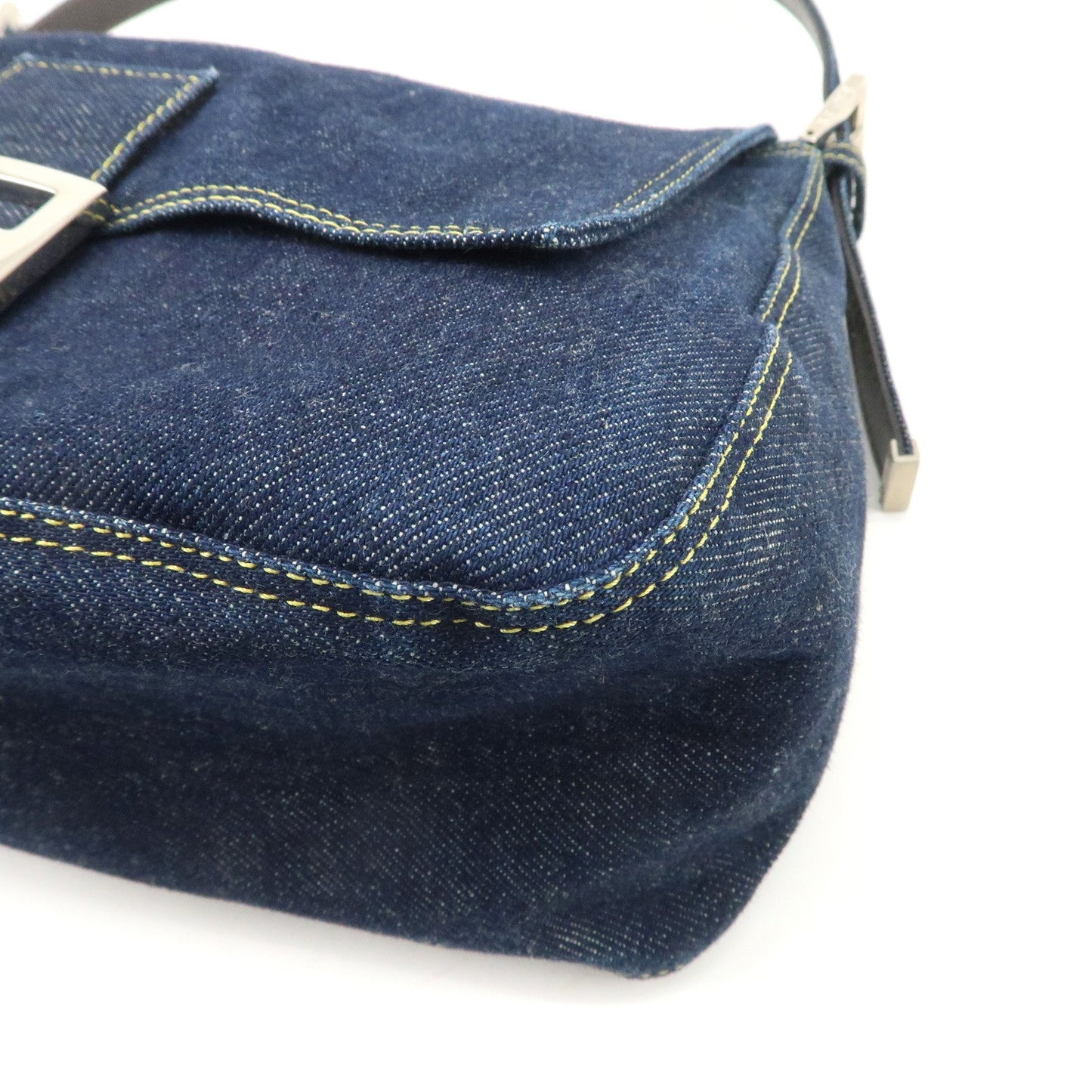 FENDI Denim Leather Mamma Baguette Shoulder Bag 26325