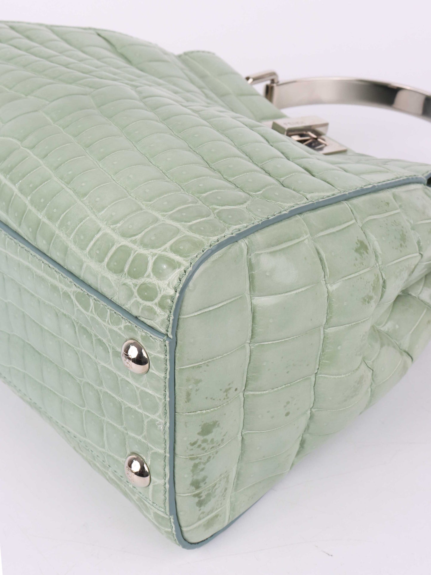 Fendi Peekaboo Crocodile Mini Mint Green