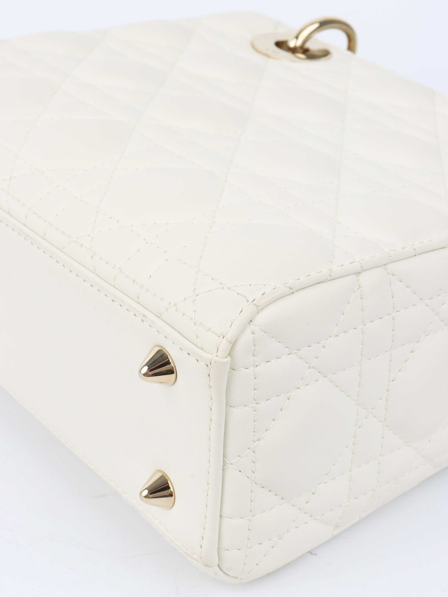 Dior White Small Lady Dior Bag GHW.