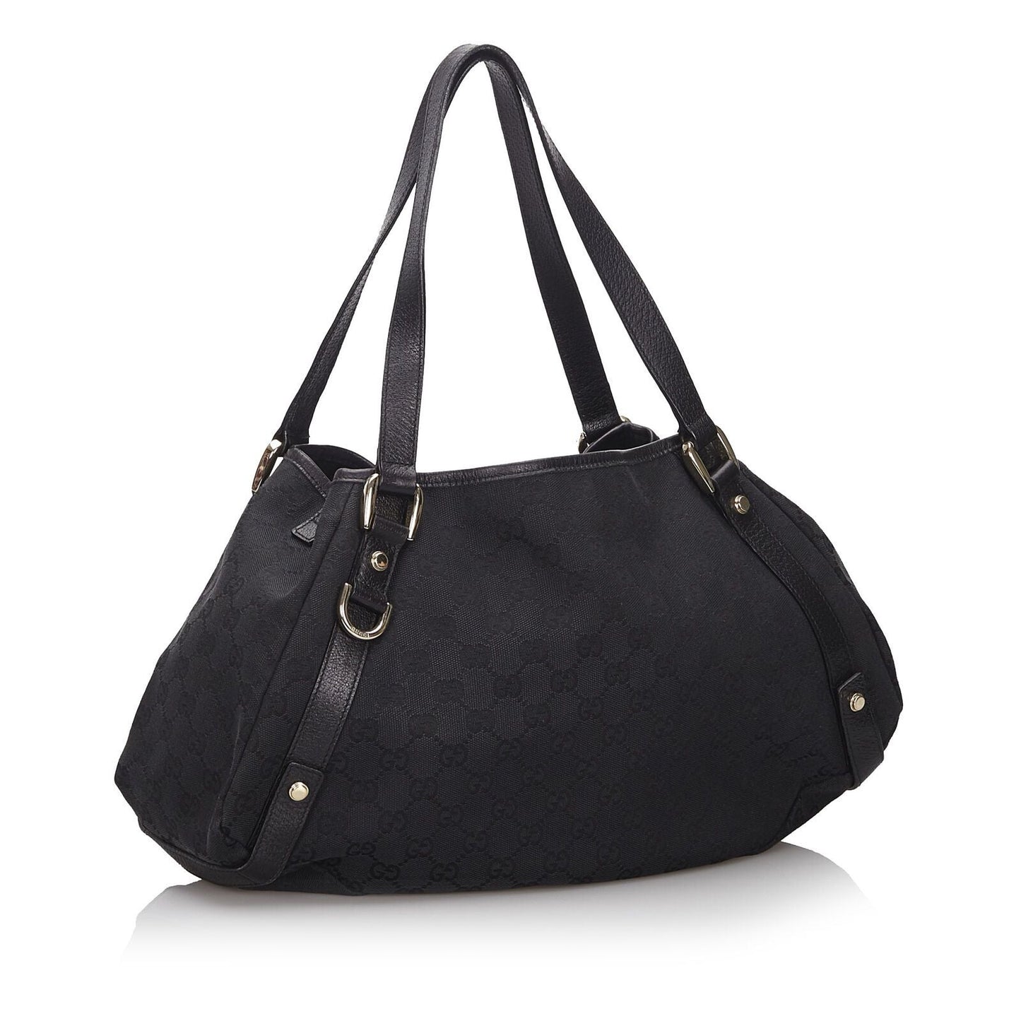 Gucci Black Leather Canvas Tote Style 1