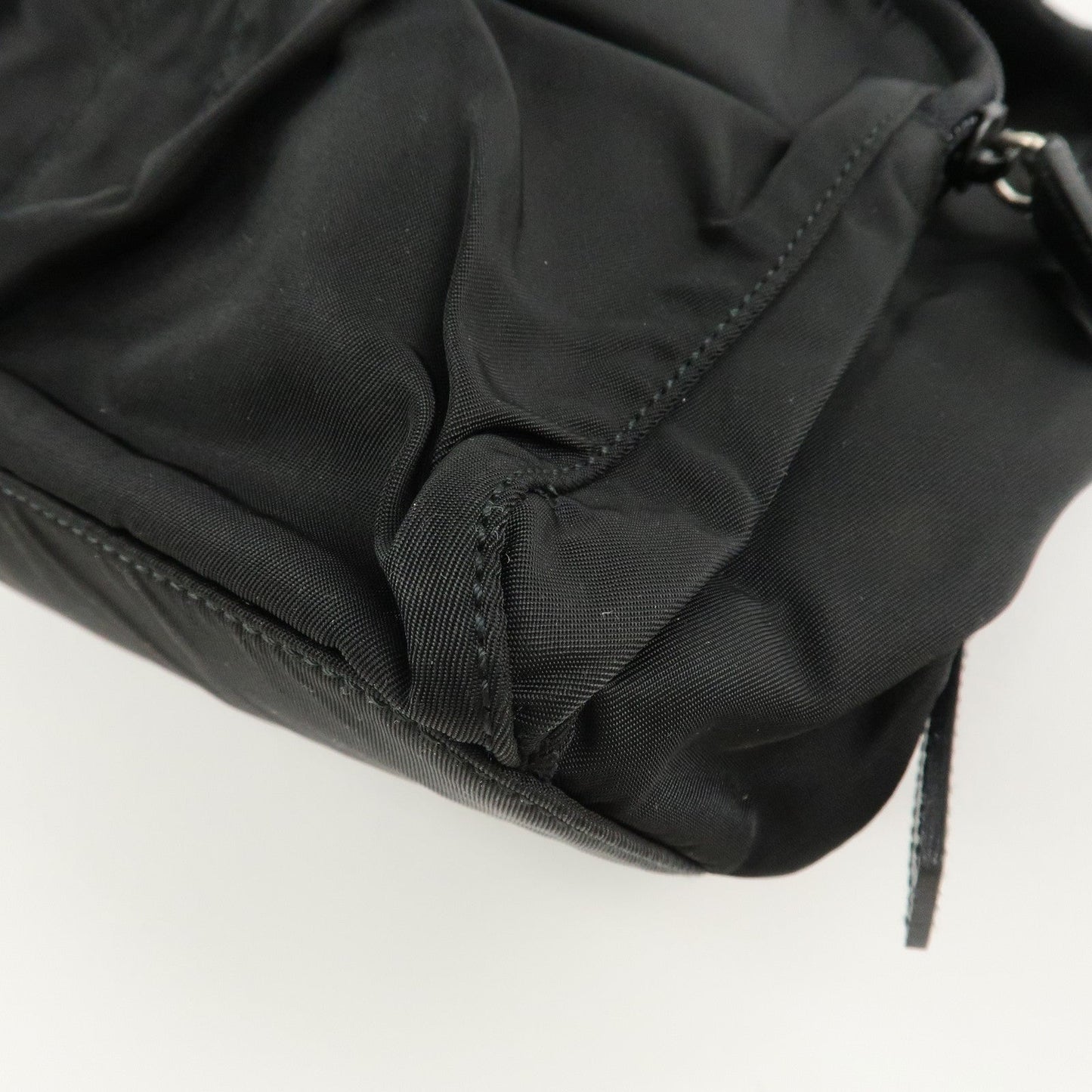 PRADA Triangle Logo Nylon Leather Back Pack Black B5885