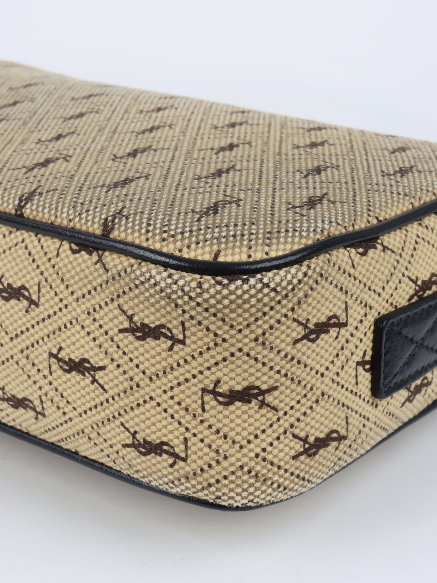 Saint Laurent Monogram All Over Canvas Camera Bag.