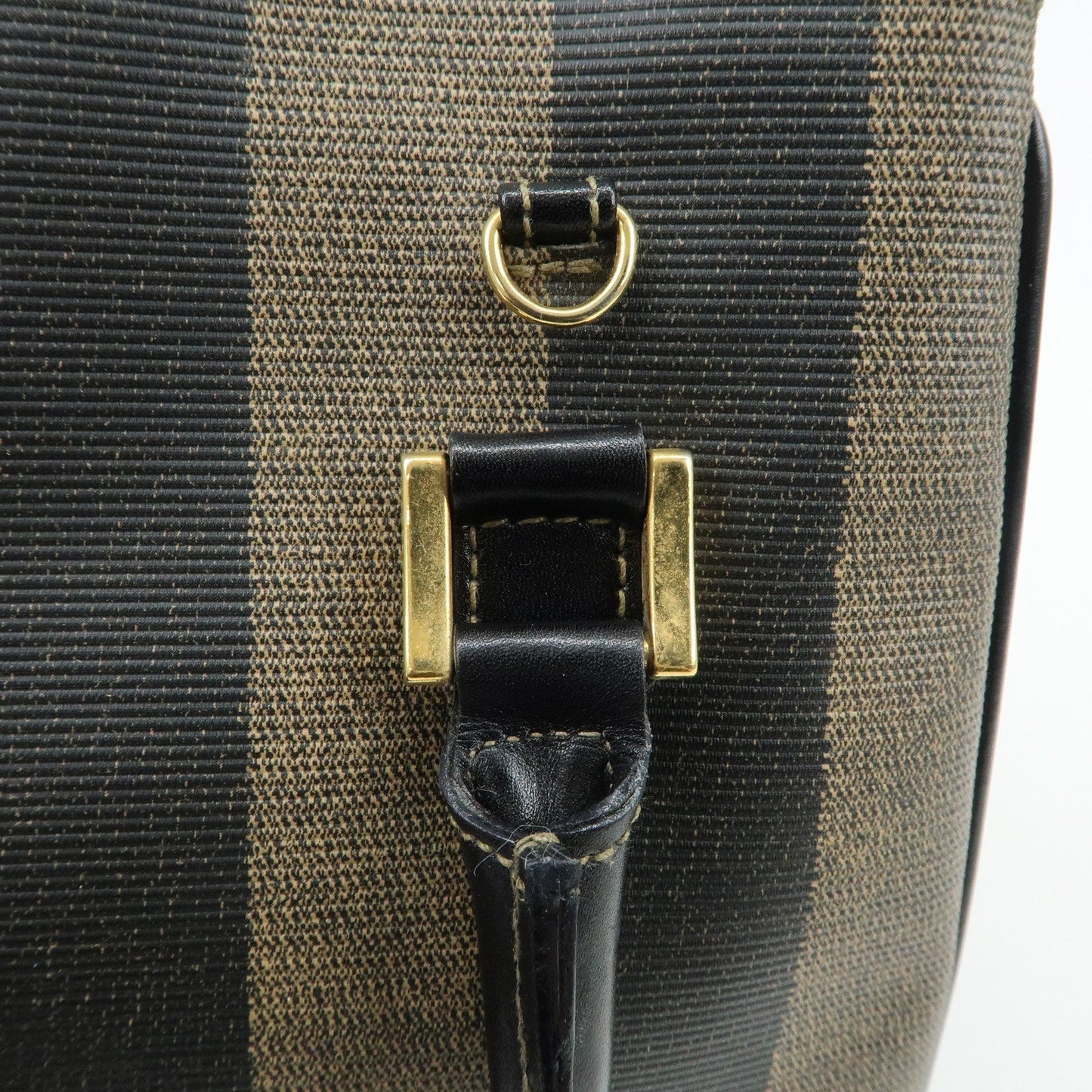 FENDI Pequin PVC Leather 2Way Bag Hand Bag Brown Black