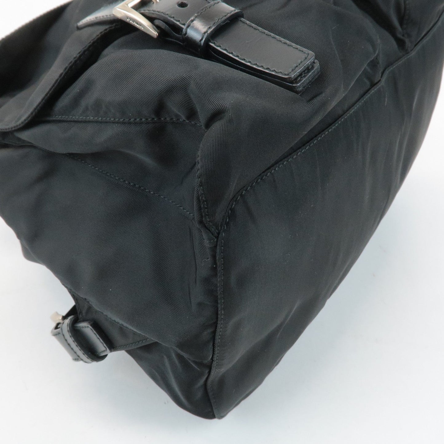 PRADA Triangle Logo Nylon Leather Back Pack Ruck Sack Black B2811