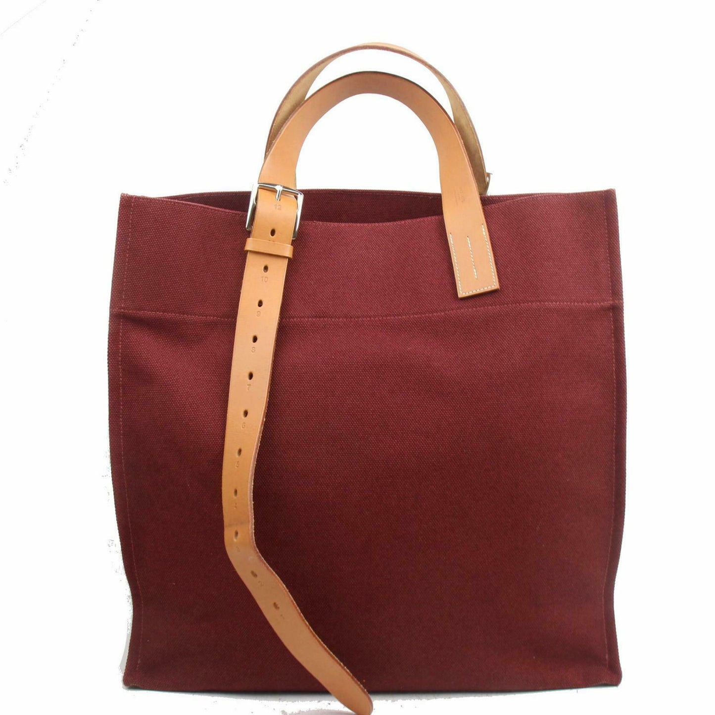 Luxury Hermes Tote Bag Etriviere Bordeaux Canvas (SHC1-16028)