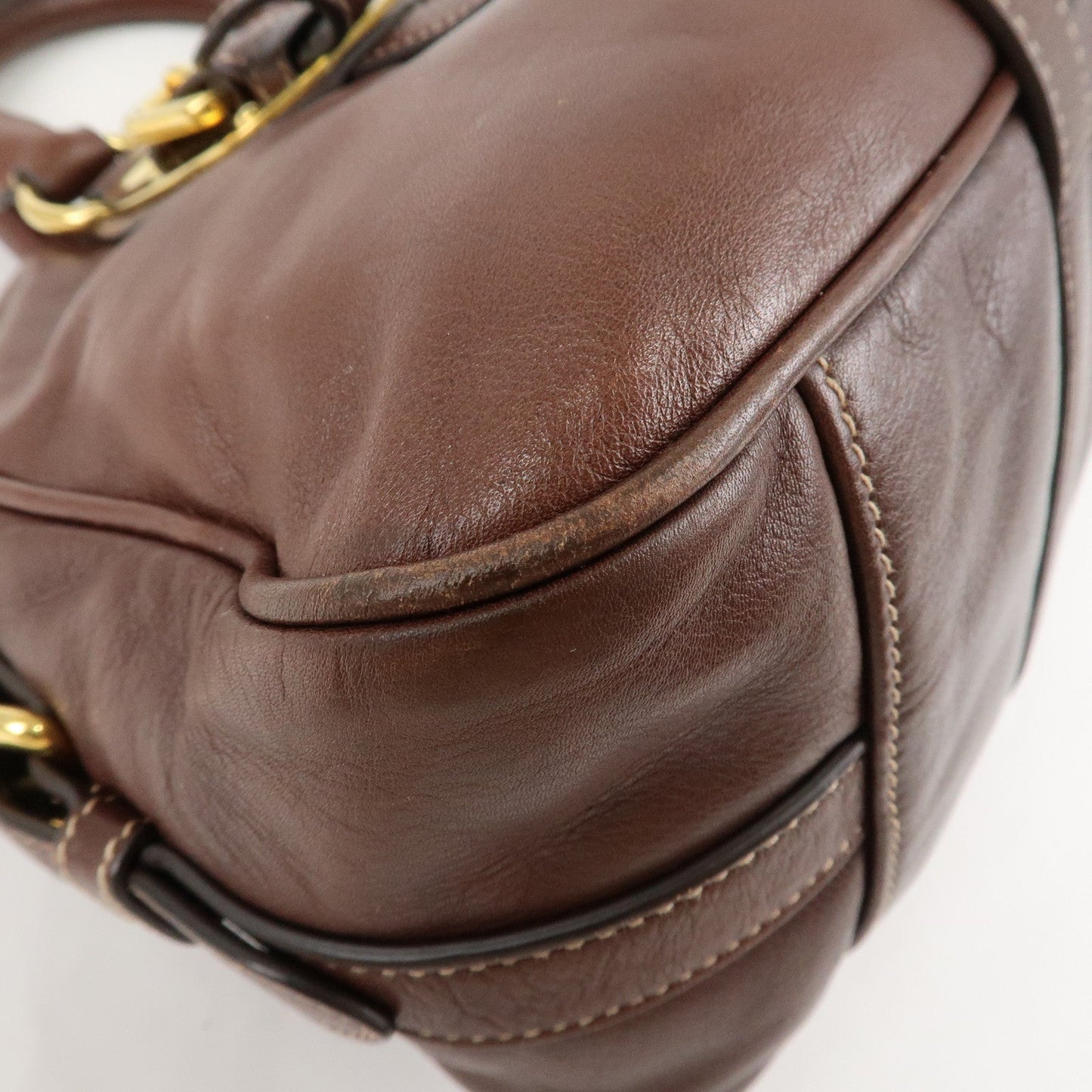 PRADA Leather 2Way Bag Shoulder Bag Hand Bag Brown BN1904