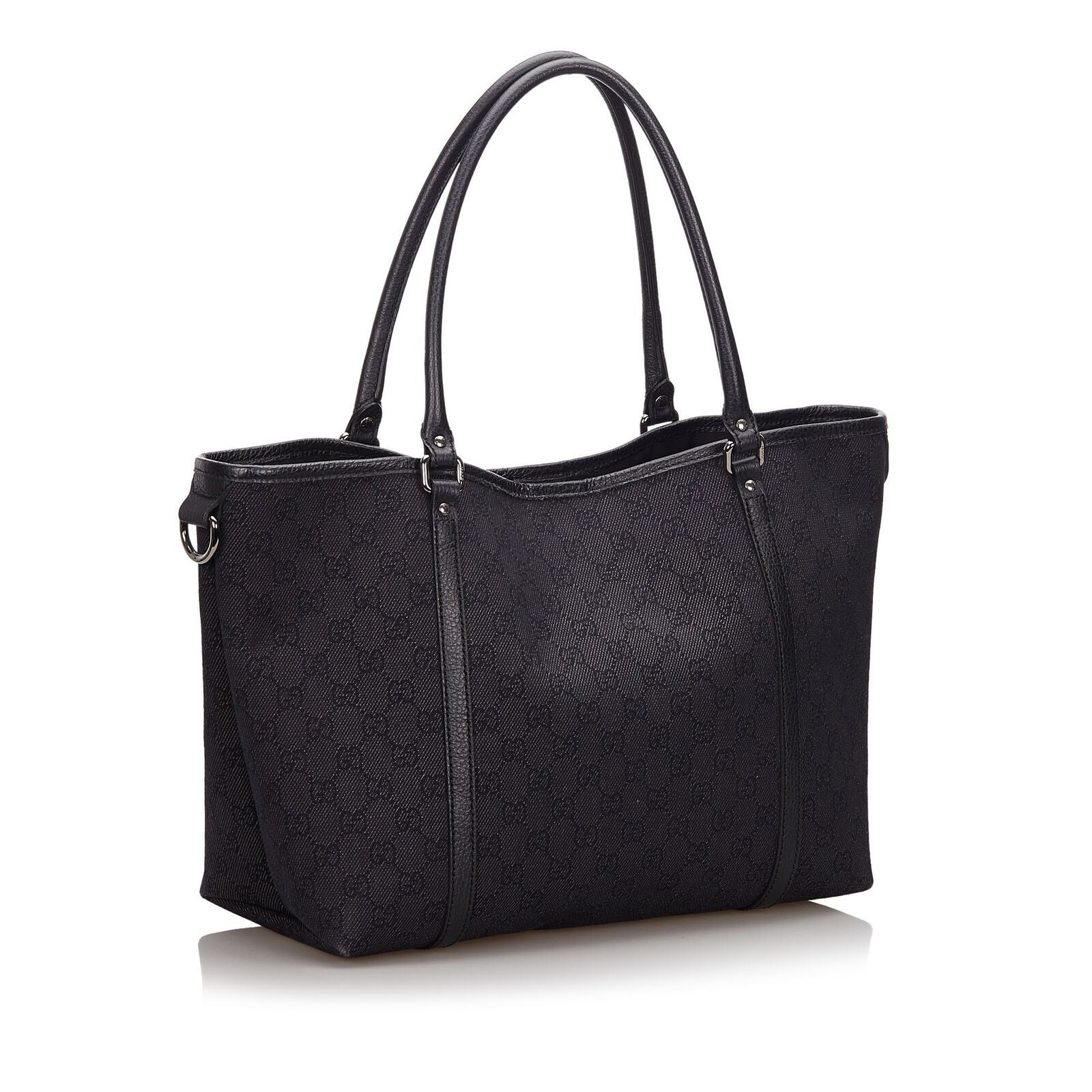 Gucci Black Leather Canvas Tote Style 2