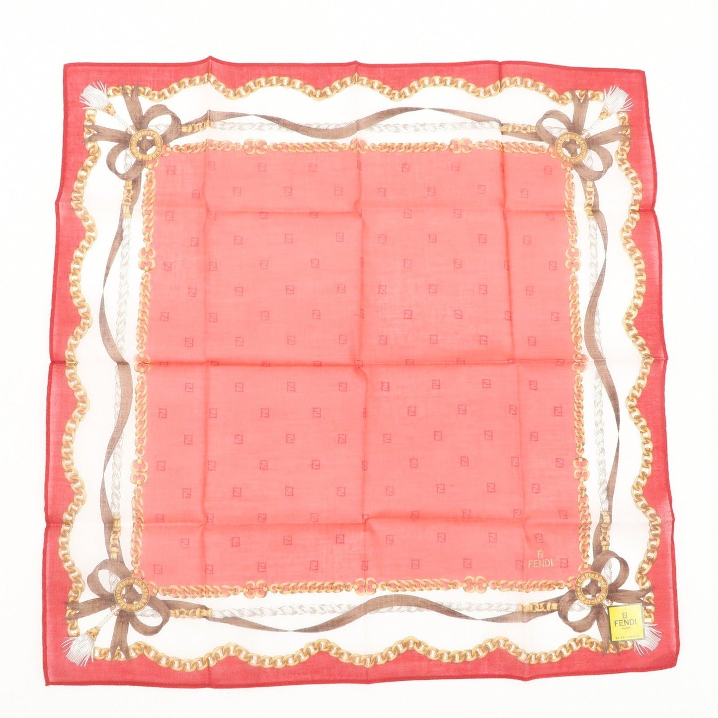 FENDI Set of 5 Cotton 100% Handkerchief White Navy Red Black