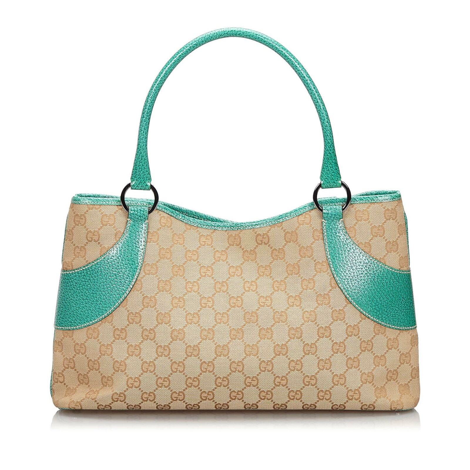 Gucci Brown Leather Canvas Tote Style 2