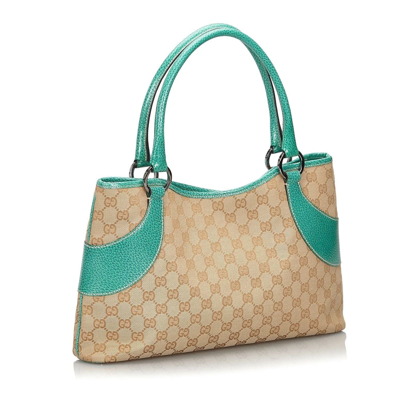 Gucci Brown Leather Canvas Tote Style 2