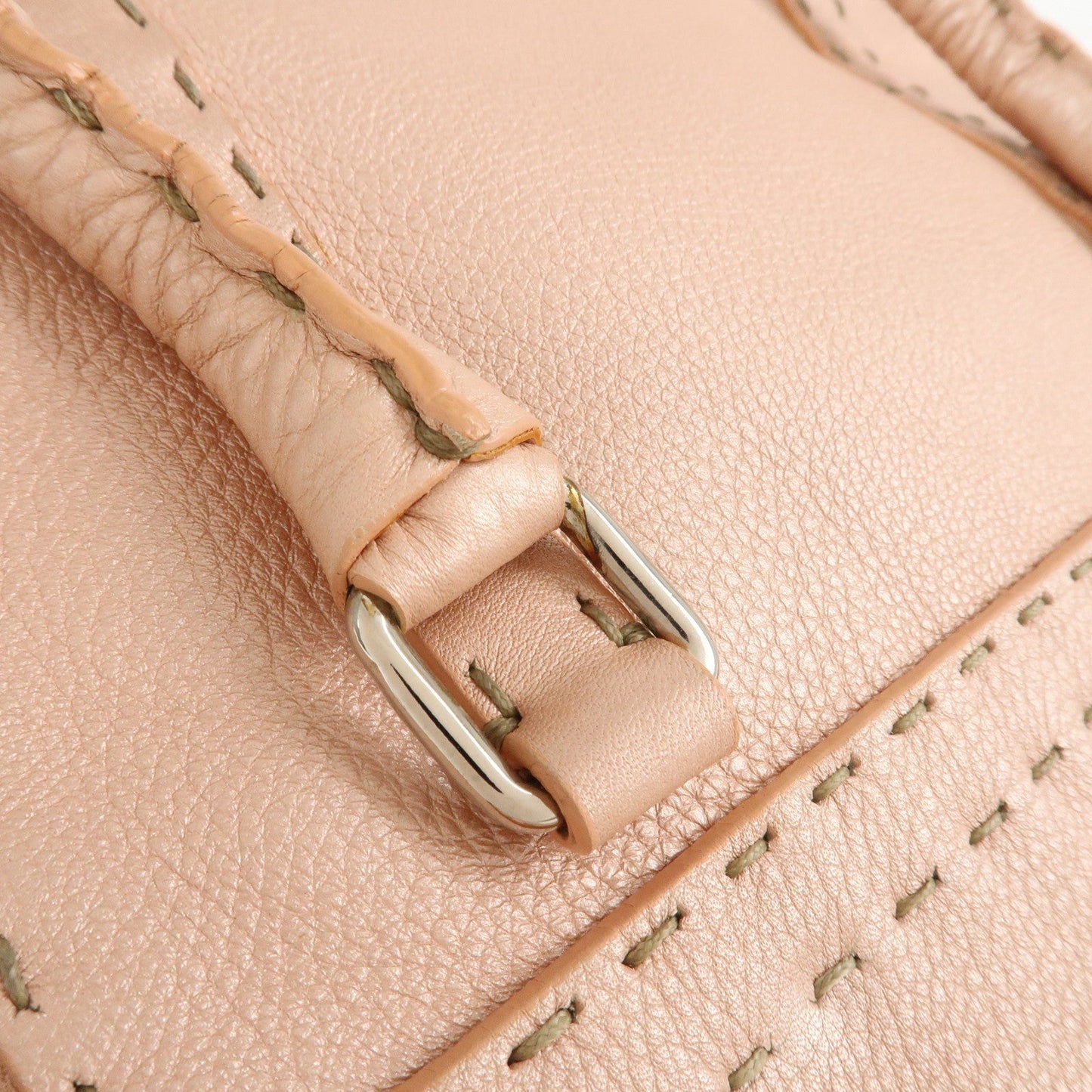 FENDI Selleria Leather Mini Linda Hand Bag Pink 8BR486