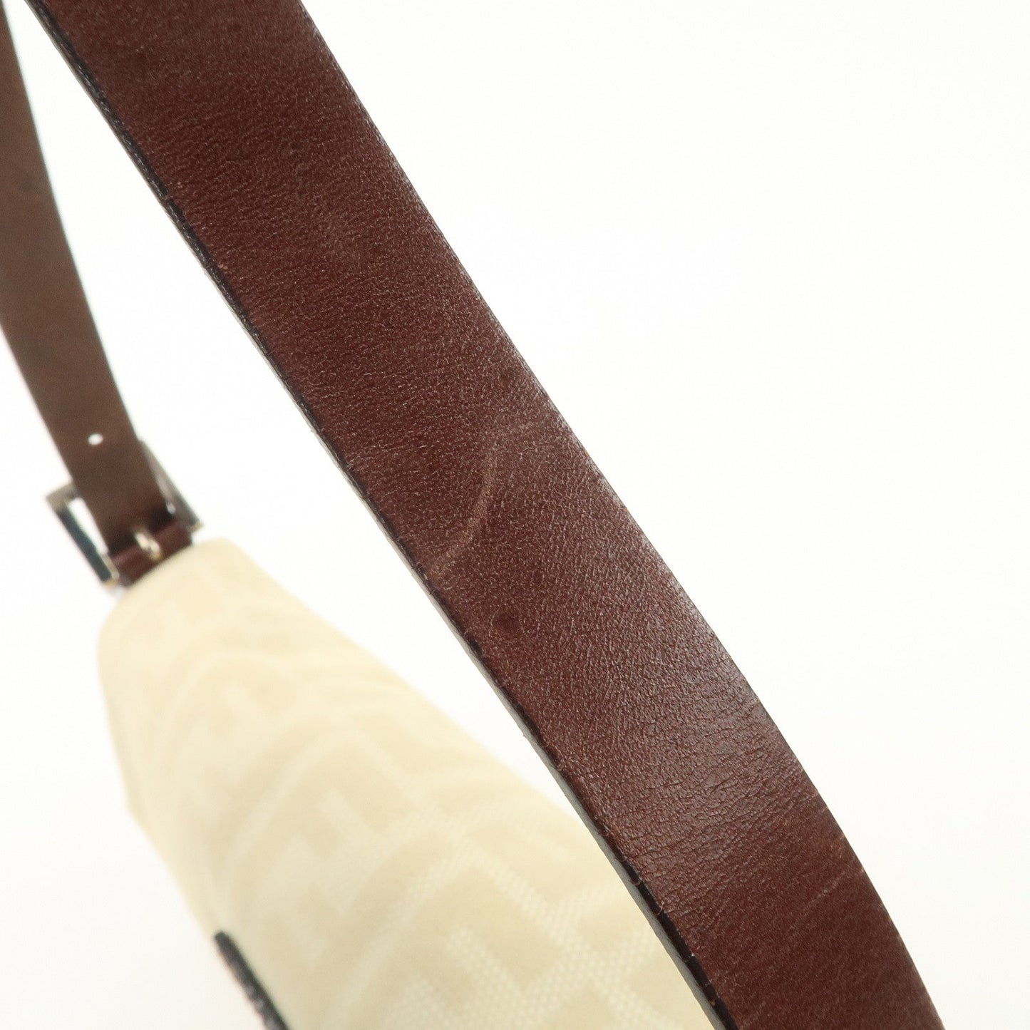 FENDI Zucca Mamma Baguette Canvas Shoulder Bag Beige White 26424