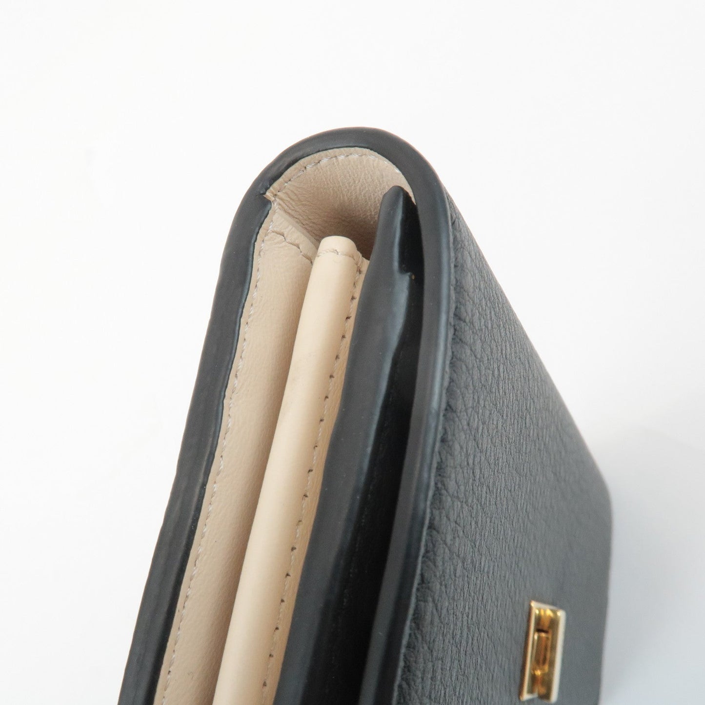 FENDI Leather Peekaboo Bi-fold Long Wallet Black 8M0427