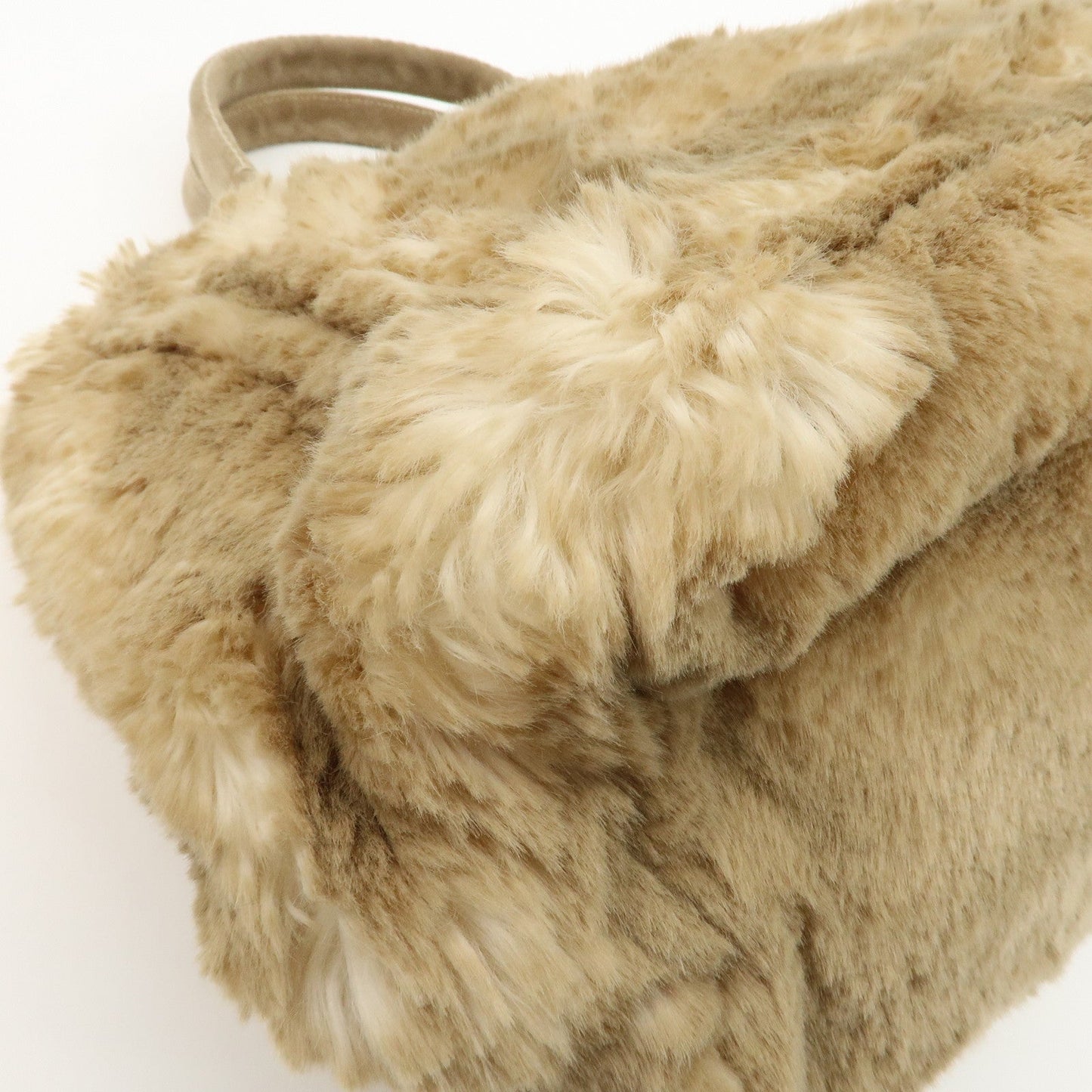 PRADA Eco Lapin Fur Suede Canapa Large Tote Bag Beige BN1918