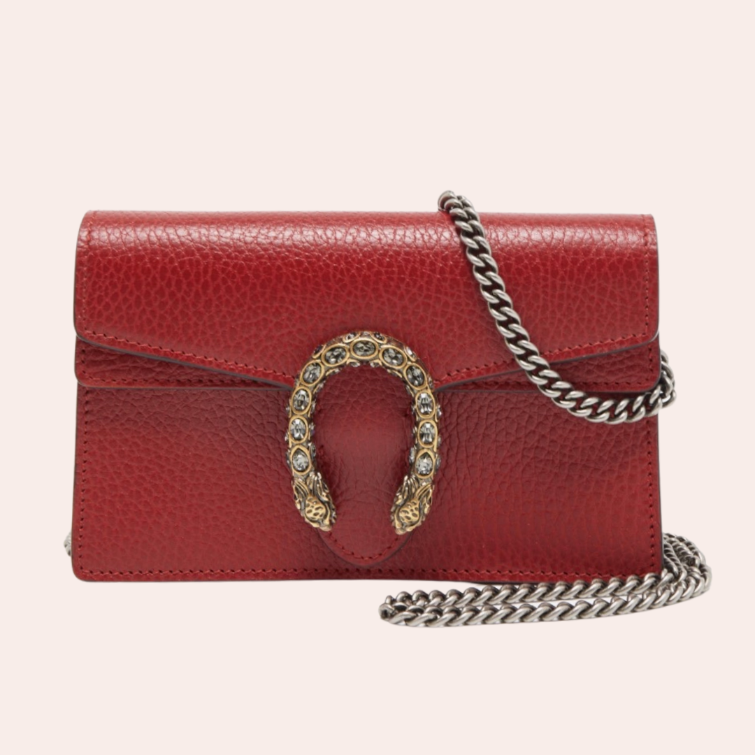 Gucci GG Supreme Beige Leather Chain Shoulder Bag