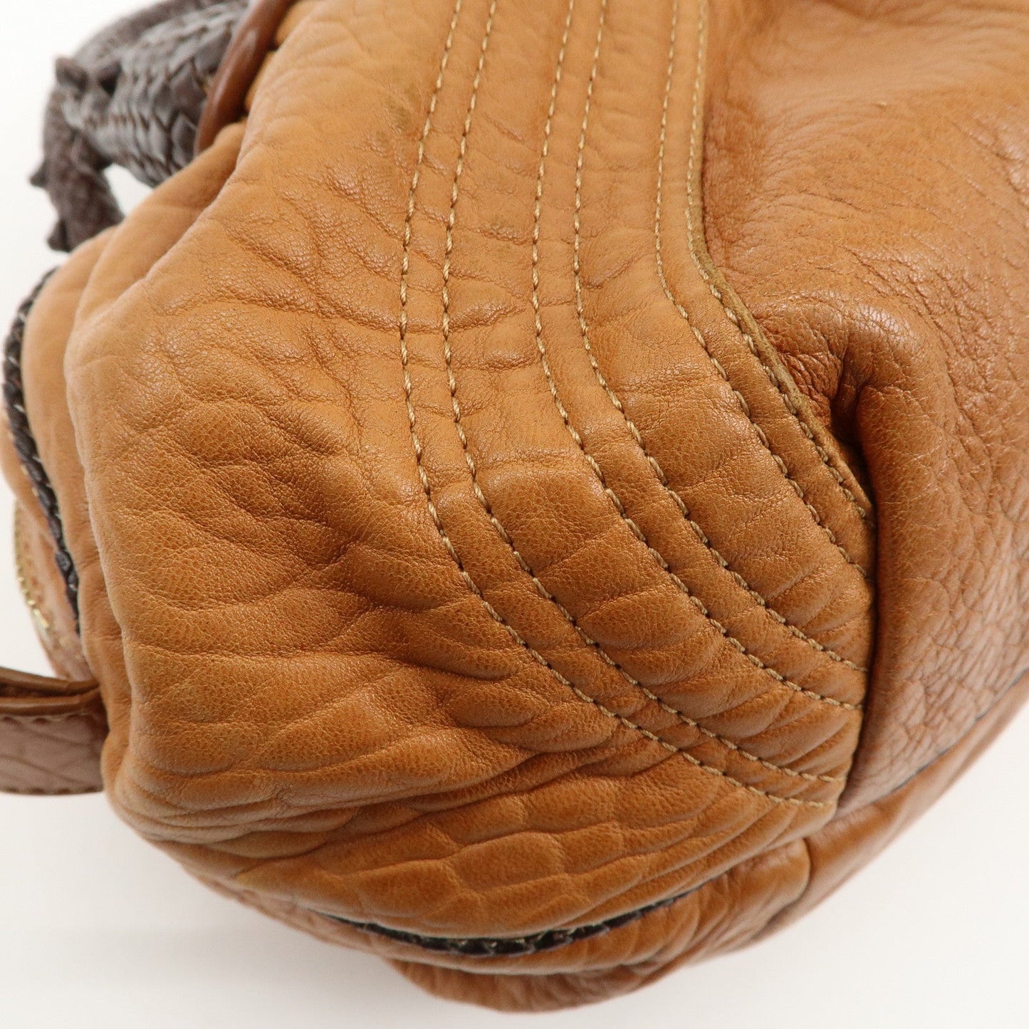 FENDI Leather Mini Spy Bag Hand Bag Brown Dark Brown 8BL078