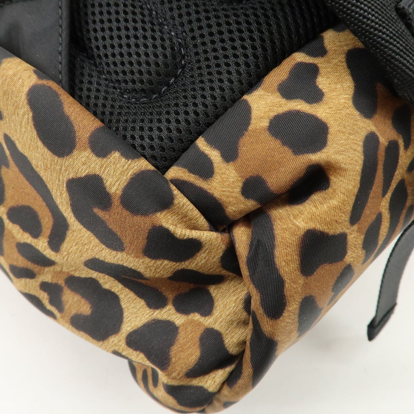 PRADA Nylon Leopard Print Back Pack Brown Black 2VZ062