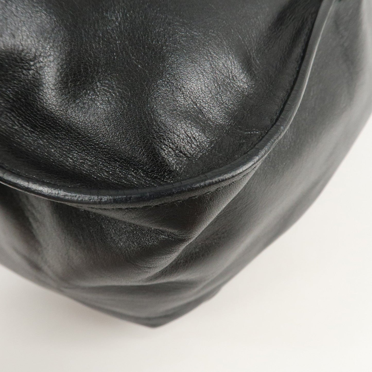PRADA Leather Tote Bag Shoulder Bag Black BR3616