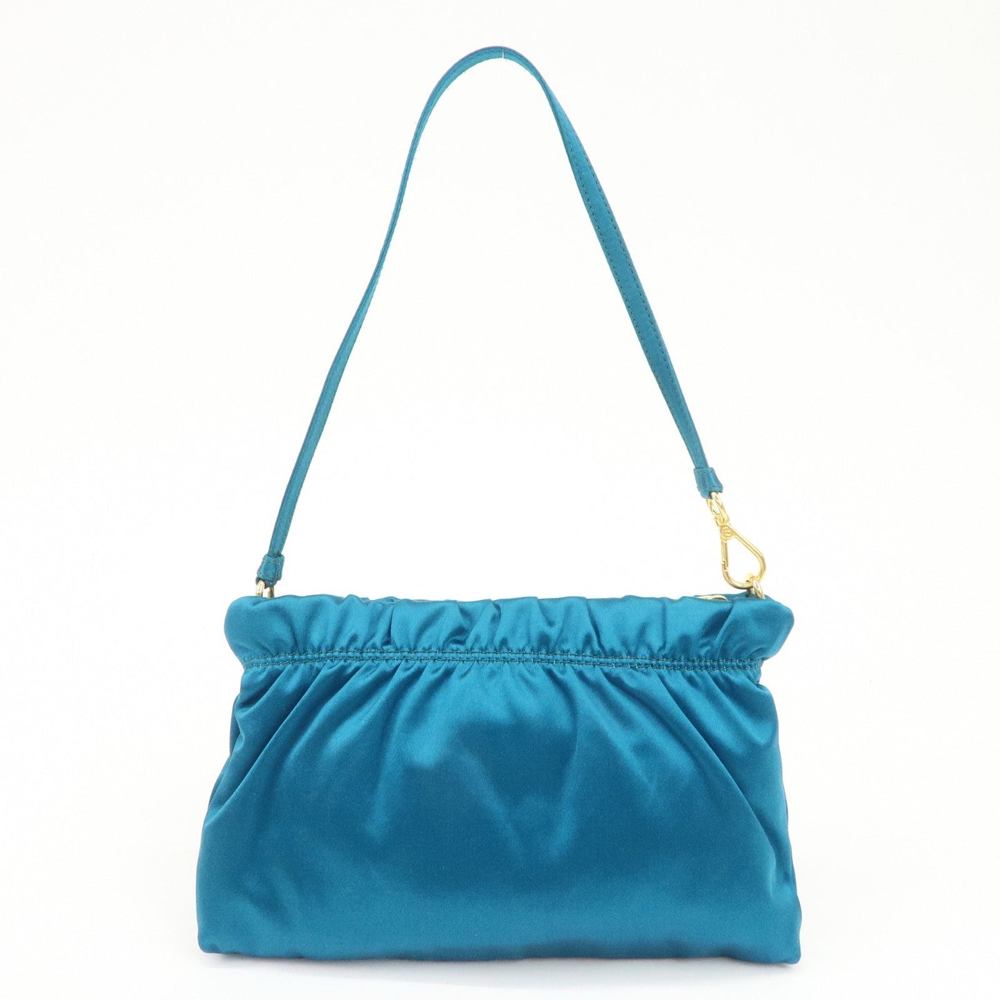 PRADA Satin Cosmetic Pouch Mini Hand Bag Blue 1N1662